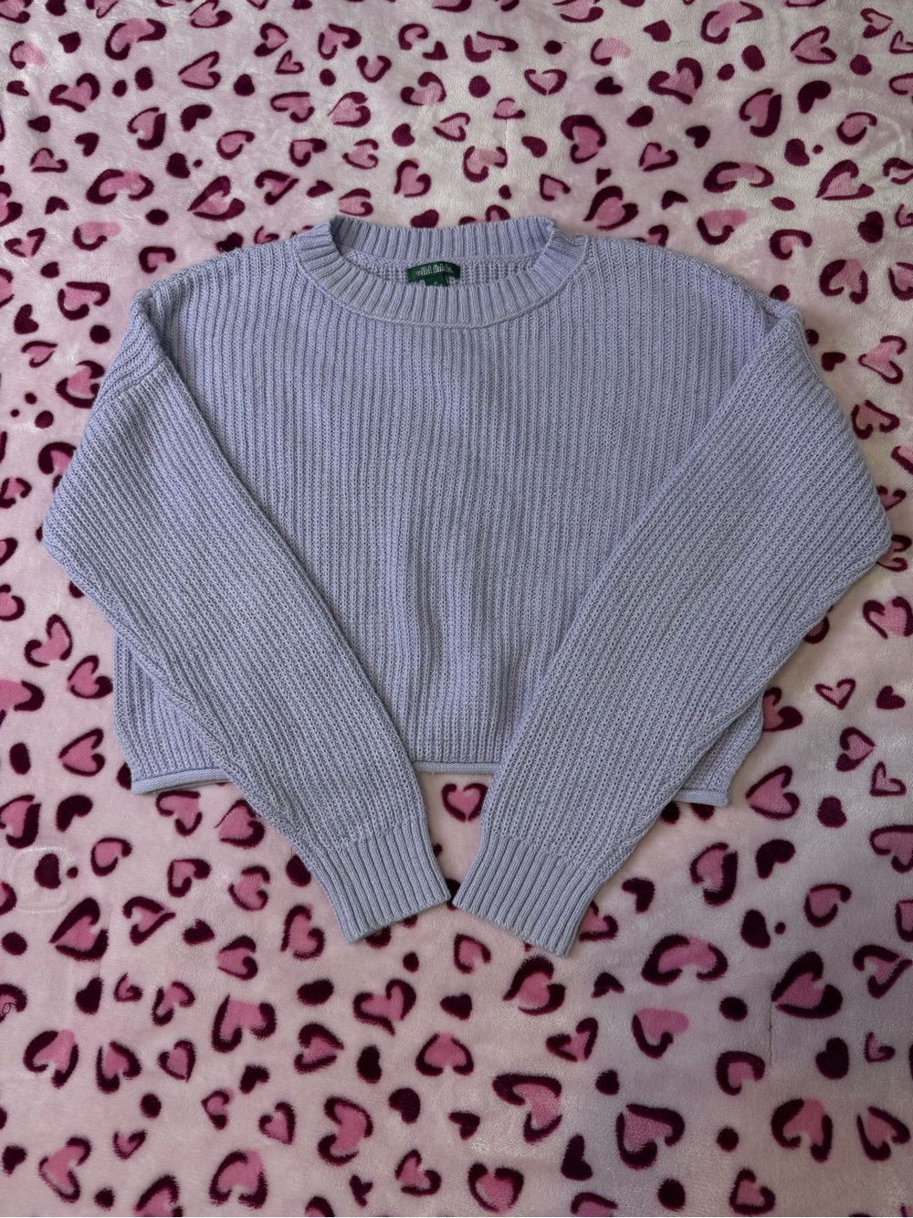 Lavender Cropped Rib-Knit Sweater - wild fable